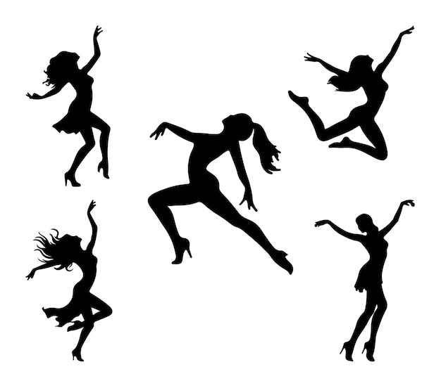 Vector dancing silhouette vector on white background