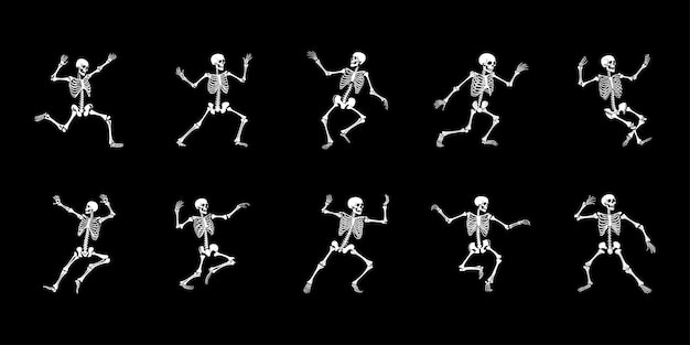 Dancing Skeleton Vector Silhouette Design Image