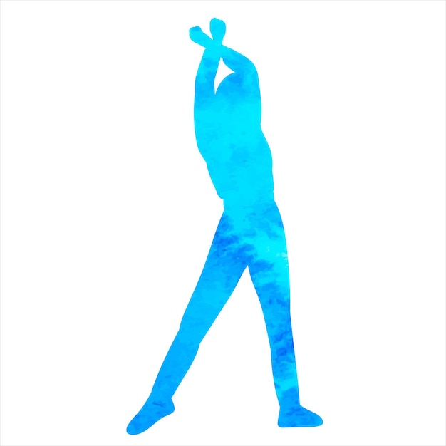 Dancing woman blue watercolor silhouette isolated vector