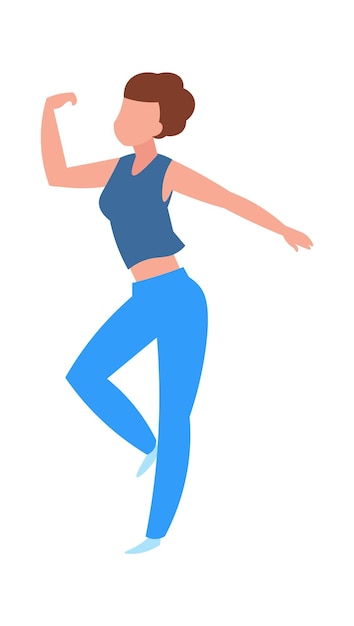 Dancing woman Cartoon dancer isolated female moving body to music Night club disco musical sport training Weekend recreation party entertainment Vector choreography illustration