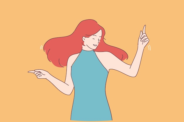 Dancing, woman power, happiness concept illustration