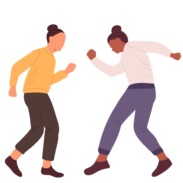 Dancing women flat style isolated