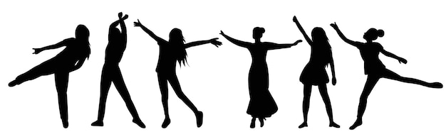 Dancing women girls silhouette isolated