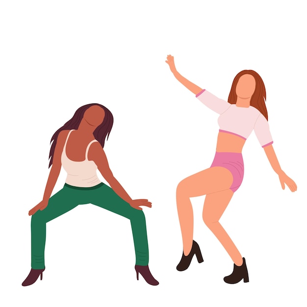 Dancing women on white background isolated vector