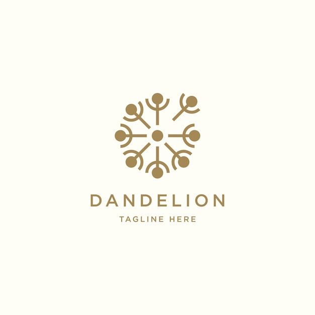 Dandelion Flower Logo Icon Design Template Elegant Luxury Gold Flower Spa Cosmetic flat vector