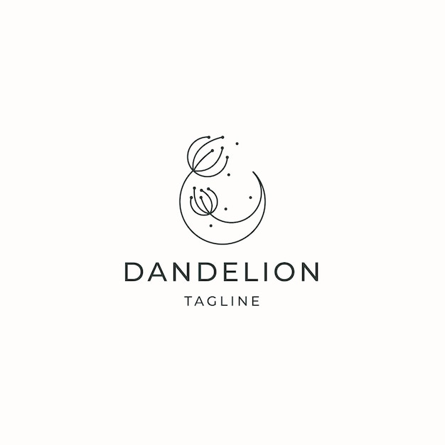 Dandelion flower logo icon design template flat vector