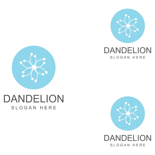 Dandelion flower logo and symbol design vector illustration template