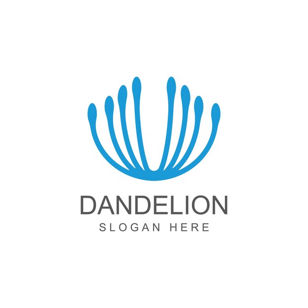 Dandelion flower logo and symbol design vector illustration template