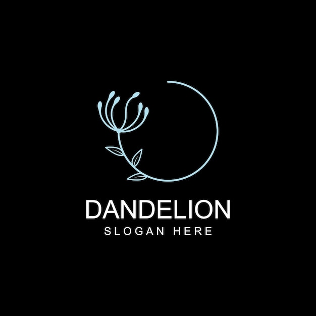 Dandelion flower logo and symbol design vector illustration template