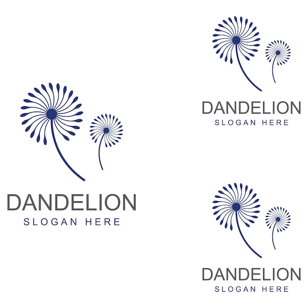 Dandelion flower logo and symbol design vector illustration template