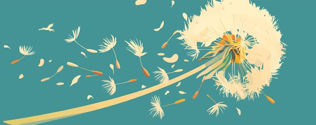 Vector dandelion puffball on a sunny day vector flat minimalistic isolated illustration