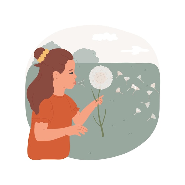 Dandelion wishes isolated cartoon vector illustration