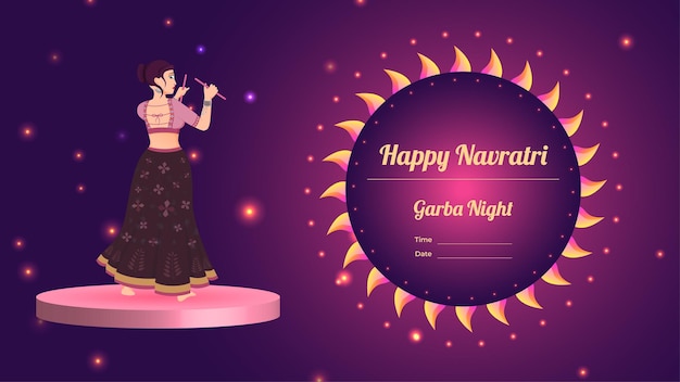 Dandiya girl vector banner illustration creative dandiya banner vector Happy navratri