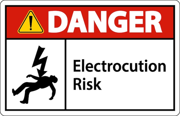 Vector danger electrocution risk sign on white background