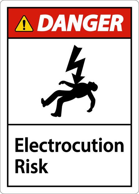 Vector danger electrocution risk sign on white background