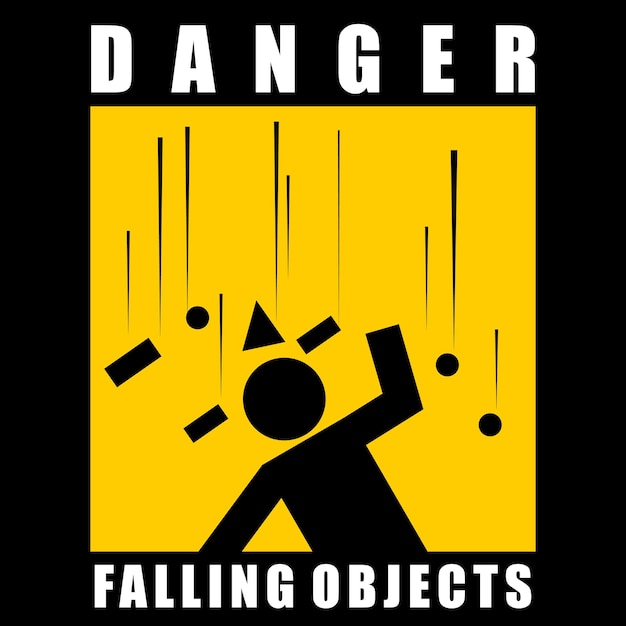 Danger, Falling objects, sticker label