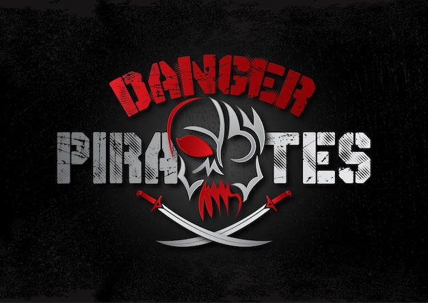 Danger Pirates Skull With Red and Black