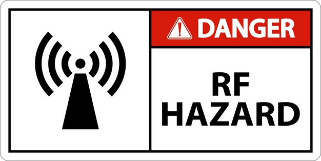 Vector danger rf hazard sign on white background