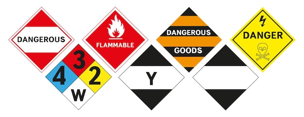 Danger signs for the carriage of goods Vector graphics