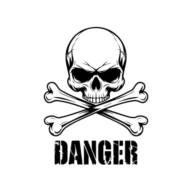 Vector danger text skull design