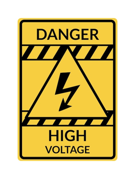 Vector danger warning board icon caution and dangerous area yellow sign for safety hazard shock keep out