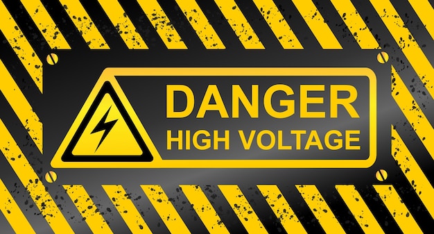 DANGEROUS HIGH VOLTAGE Bolton yellow black warning sign