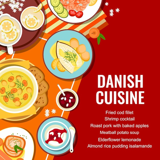 Danish food restaurant menu cover page template