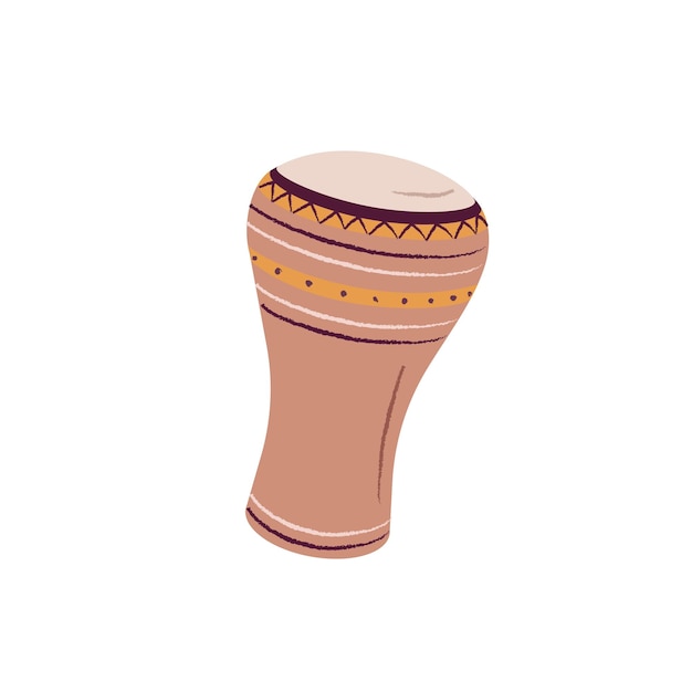 Darbuka goblet drum of Egypt Music percussion instrument of ethnic African folk Traditional rhythm tarabuka Wood tumbak Flat vector illustration isolated on white background