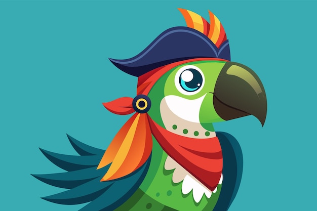 Daring pirate parrot with an eye patch and bandana