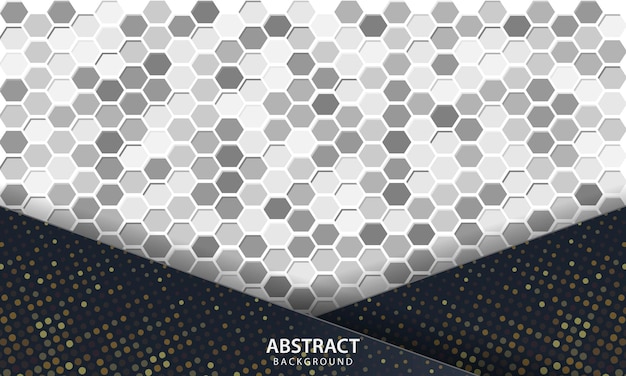 Vector dark abstract background with black overlap layers. texture with hexagon textured background.