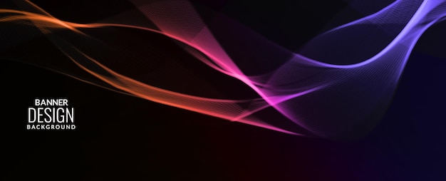 Dark abstract background with flowing colorful wave banner background pattern vector