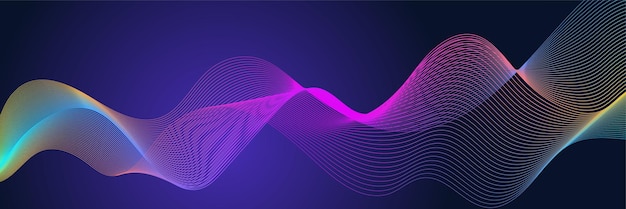 Vector dark abstract background with glowing wave shiny moving lines design element modern purple blue gradient flowing wave lines futuristic technology concept vector illustration