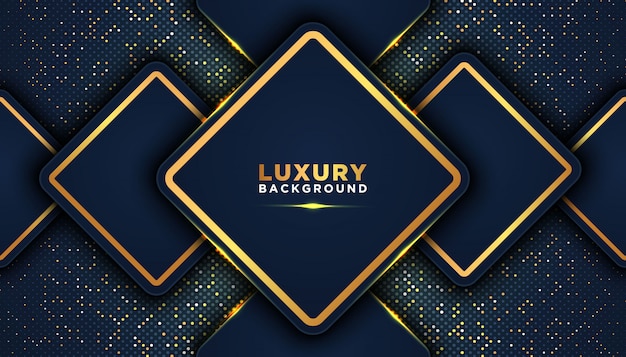 Dark abstract background with overlap layers. Luxury design concept. golden glitters dots element decoration. Luxury design concept.