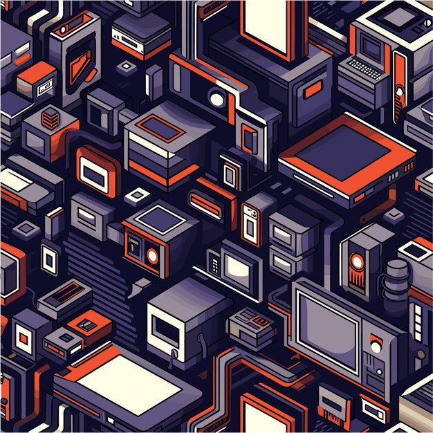 Vector dark background pattern for retro logic puzzle game