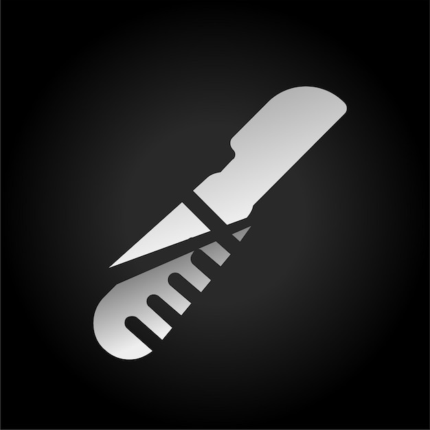 Vector dark background sliced effect blade or knife icon with modern visual