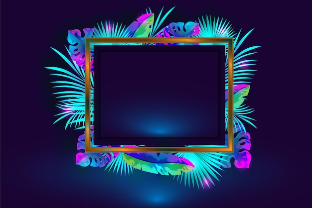 dark background tropical leaves psychedelic color frame card