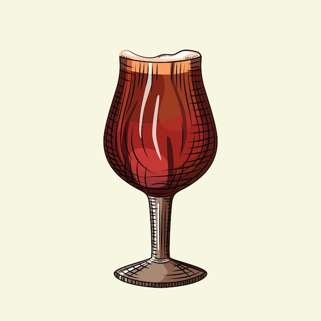 Dark beer stemmed glass . Alcohol drink poster.