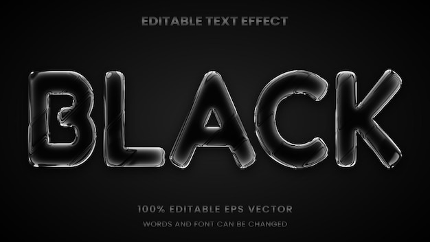 Dark black chrome 3d graphic style editable text effect