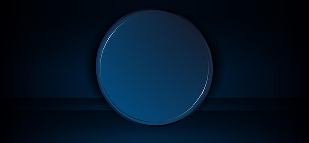 Dark blue design with round frame with metallic edging