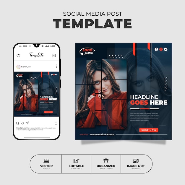 Dark Blue Dynamic Fashion Sale Social Media Instagram Post Feed Template