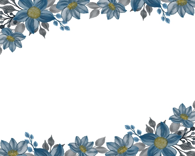 dark blue floral frame, blue floral background for greeting card