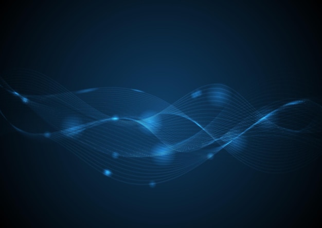 Dark blue glowing waves background