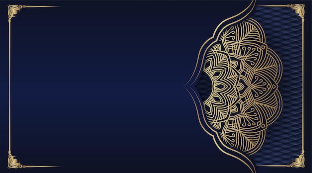 Dark blue and gold mandala background