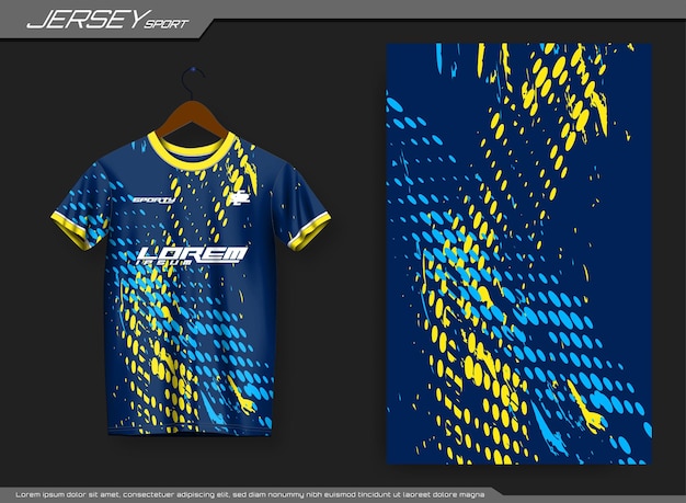 Dark blue jersey sports t-shirt. Soccer jersey mockup for soccer club.