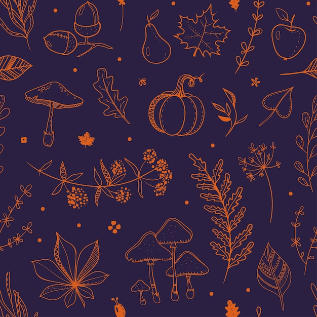 Dark blue and orange autumn pattern