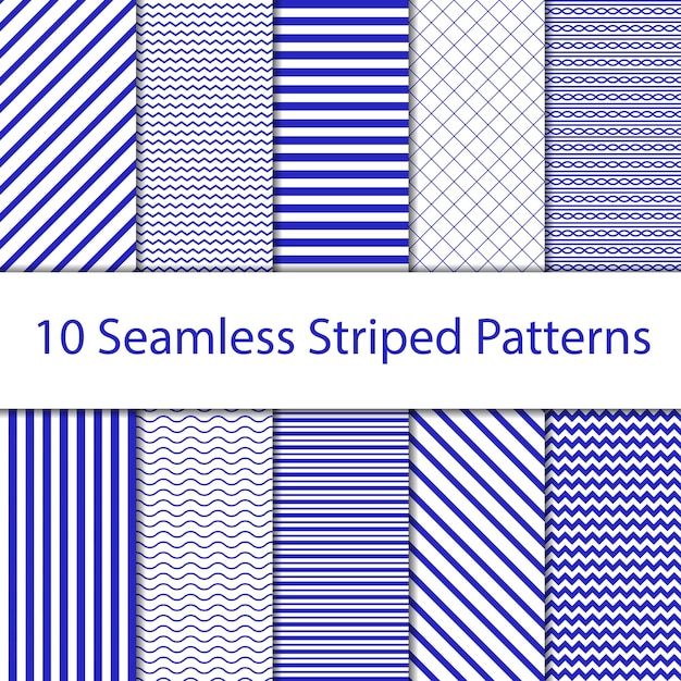 Dark Blue Seamless Striped Patterns