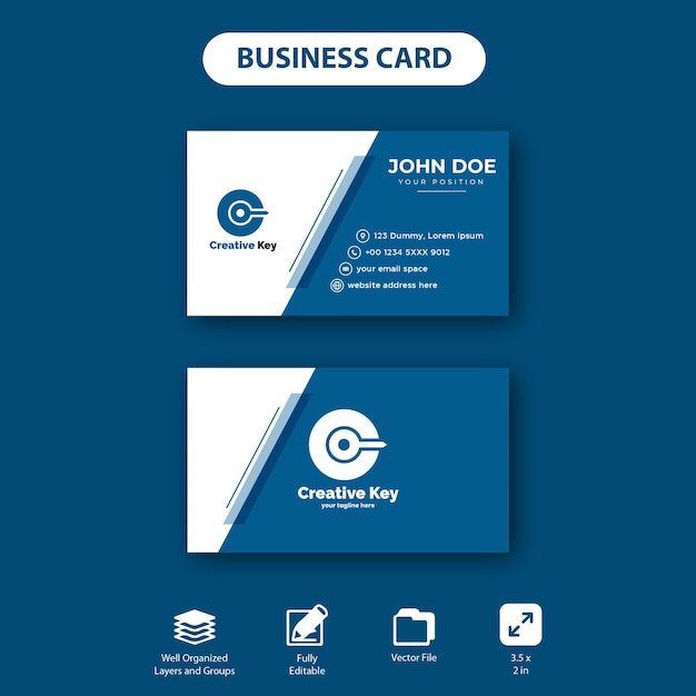 Dark Blue Simple Business Card