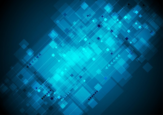 Vector dark blue squares and arrows tech abstract background