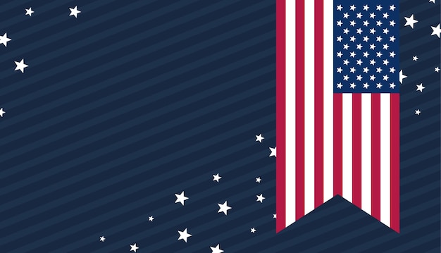 Vector dark blue striped background with usa flag and stars