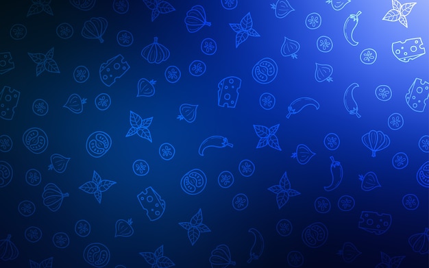 Dark BLUE vector pattern with fresh ingredients